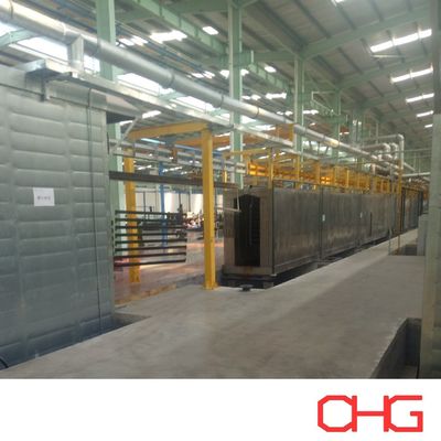 Linia powlekania proszkowego dla profili aluminiowych z systemem przenośnika powietrznego i ręcznym załadunkiem w celu wspierania różnorodnej produkcji