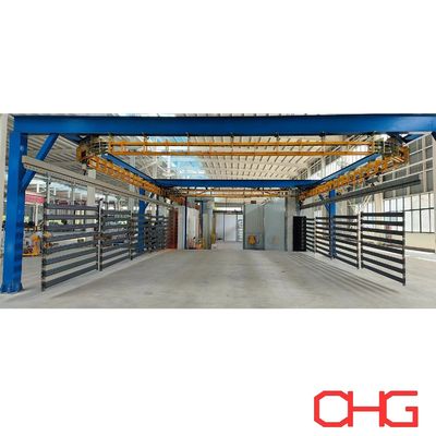 Linia powlekania proszkiem półek metalowych z bezenergetycznym systemem przenośnika i jednostką sterowania PLC