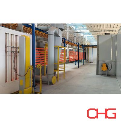 Linia powlekania proszkiem podłoża metalowego z bezenergetycznym systemem przenośnika