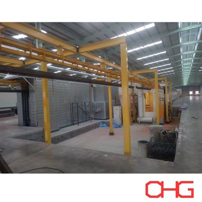 Dobra cena. Ciągła linia do malowania proszkowego profili aluminiowych z ręcznym transportem i systemem obróbki powierzchni przenośnikiem podwieszanym online